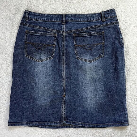 Route 66 Skirt Womens Size 12 Jean Denim Stretch 5 Pocket Vent Blue Casual - Picture 4 of 5
